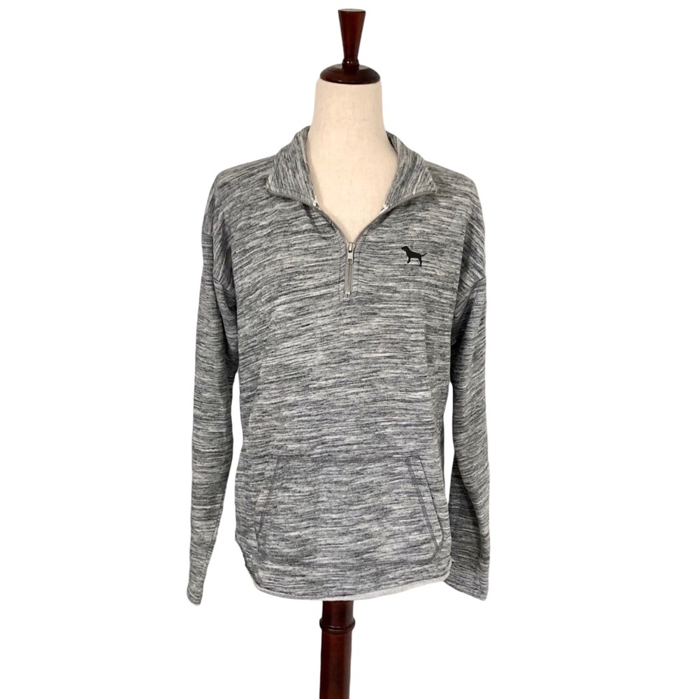 Victoria’s Secret Pink Women’s Raw Hem Quarter Zip Sweatshirt, Gray Size Small